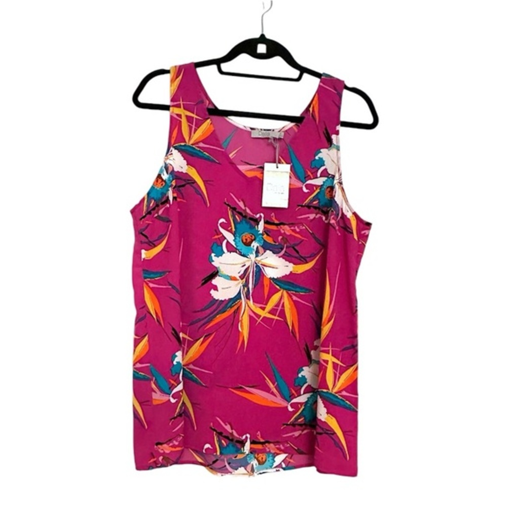 NEW Dalia V-Neck Floral Tropical Sleeveless Camisole Tank Women’s Size Large - Picture 1 of 6